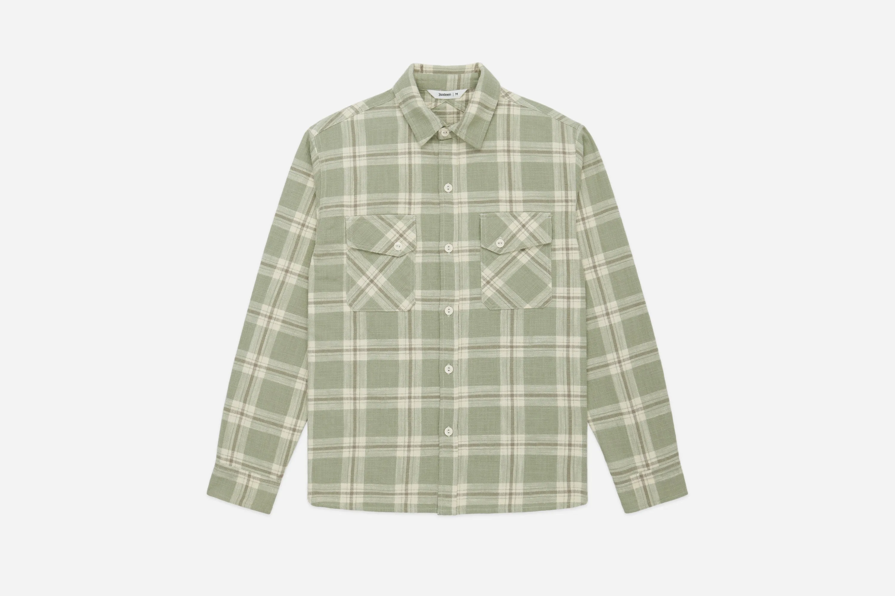 Crosscut Flannel ~ Seafoam Slub Check sold by 3sixteen