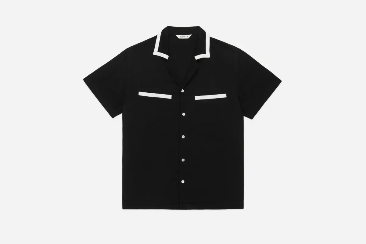 Bowling Shirt ~ Black Silk sold by 3sixteen