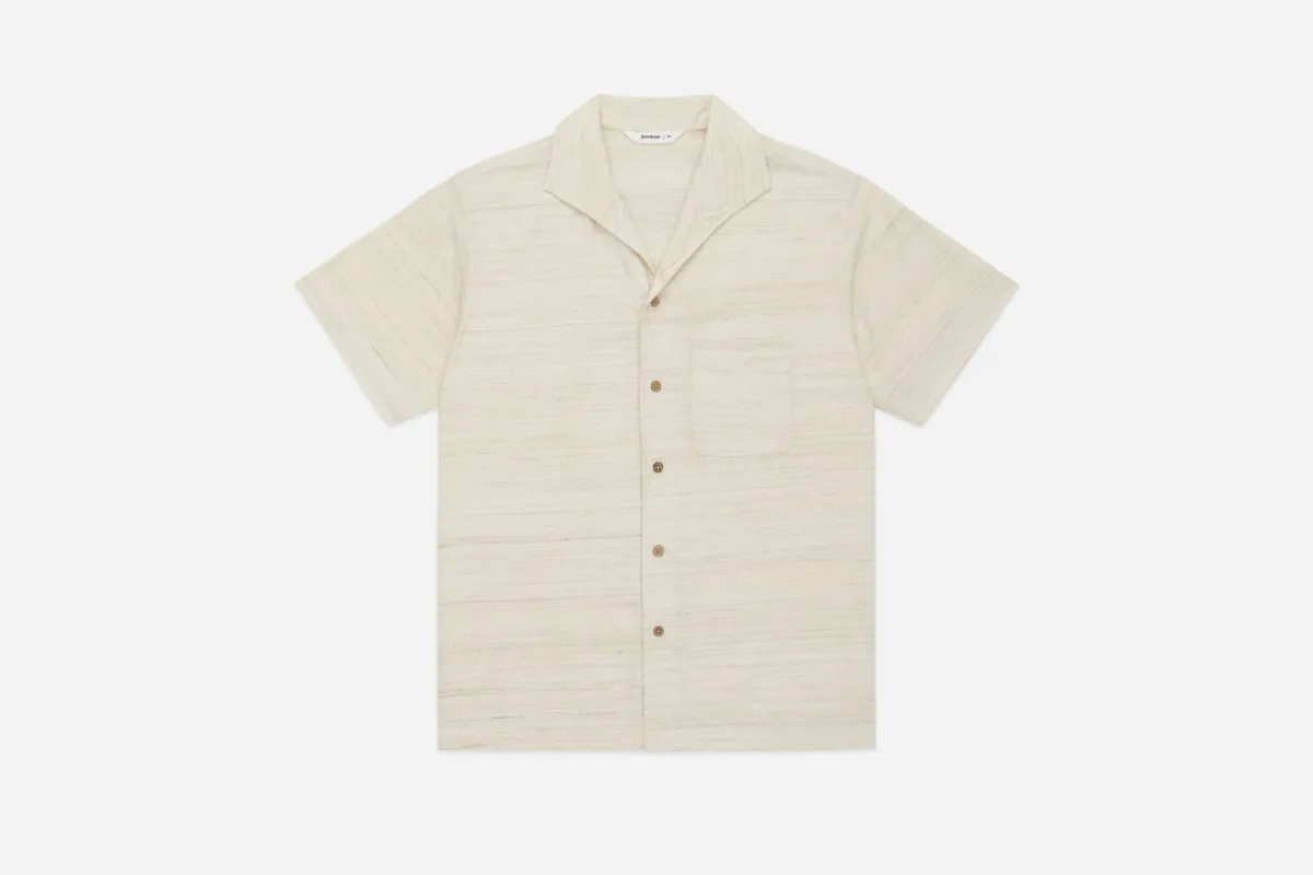 Leisure Shirt ~ Ivory Handloom Silk sold by 3sixteen