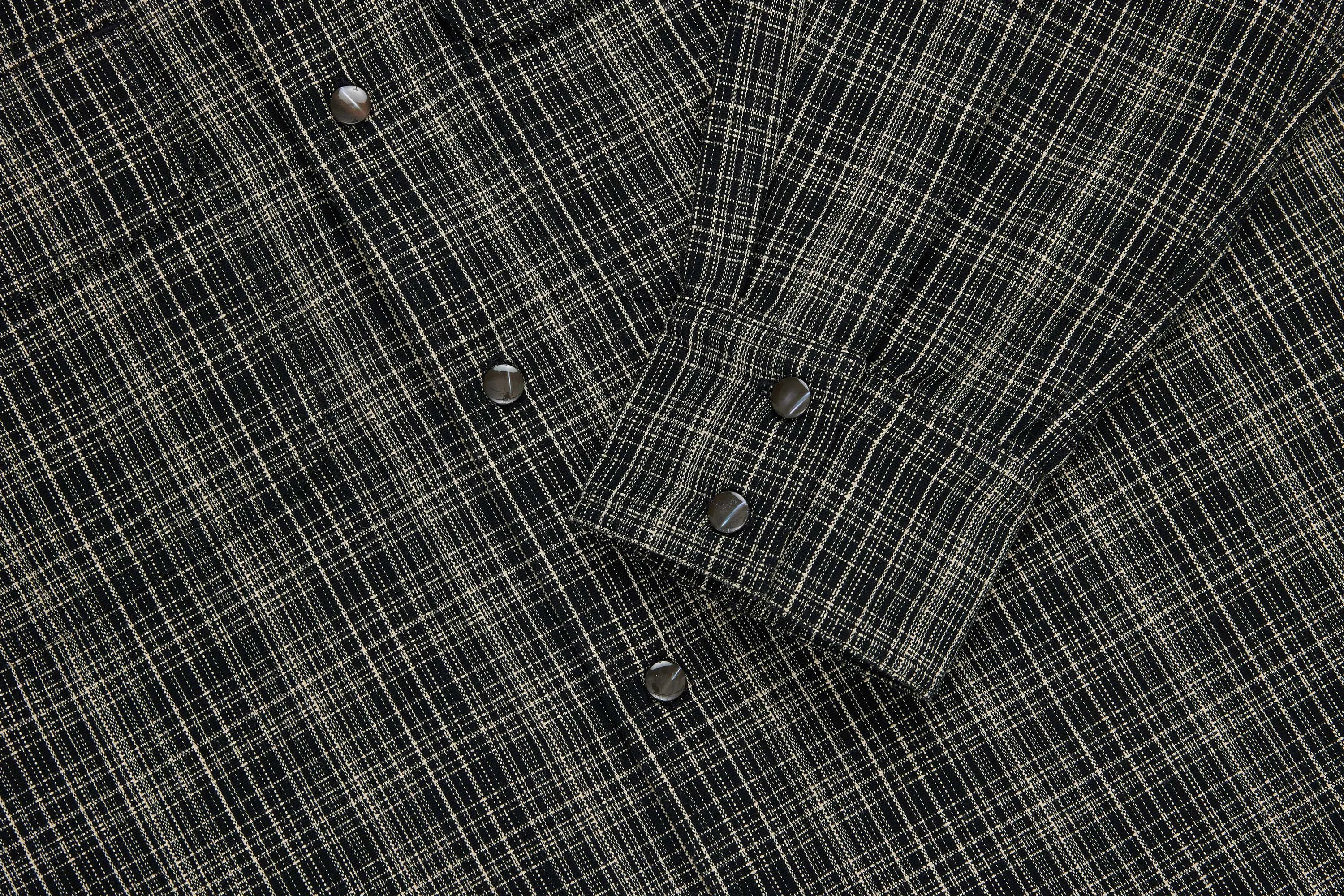 Open Collar Shirt ~ Black Micro Plaid sold by 3sixteen product image thumbnail 4