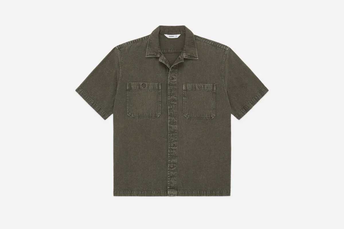 Short Sleeve Workshirt ~ Umber Stonewash sold by 3sixteen