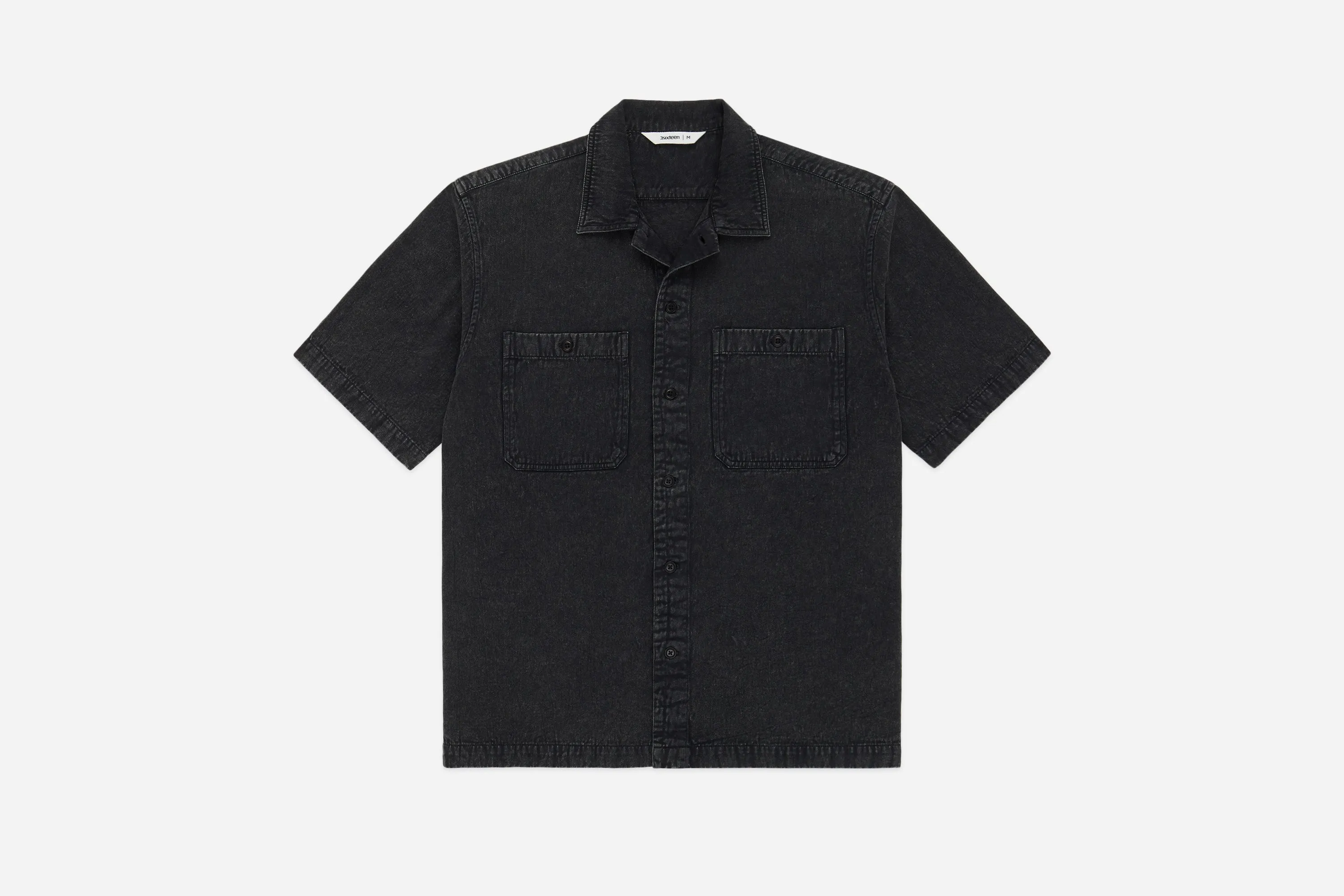 Short Sleeve Workshirt ~ Black Stonewash sold by 3sixteen