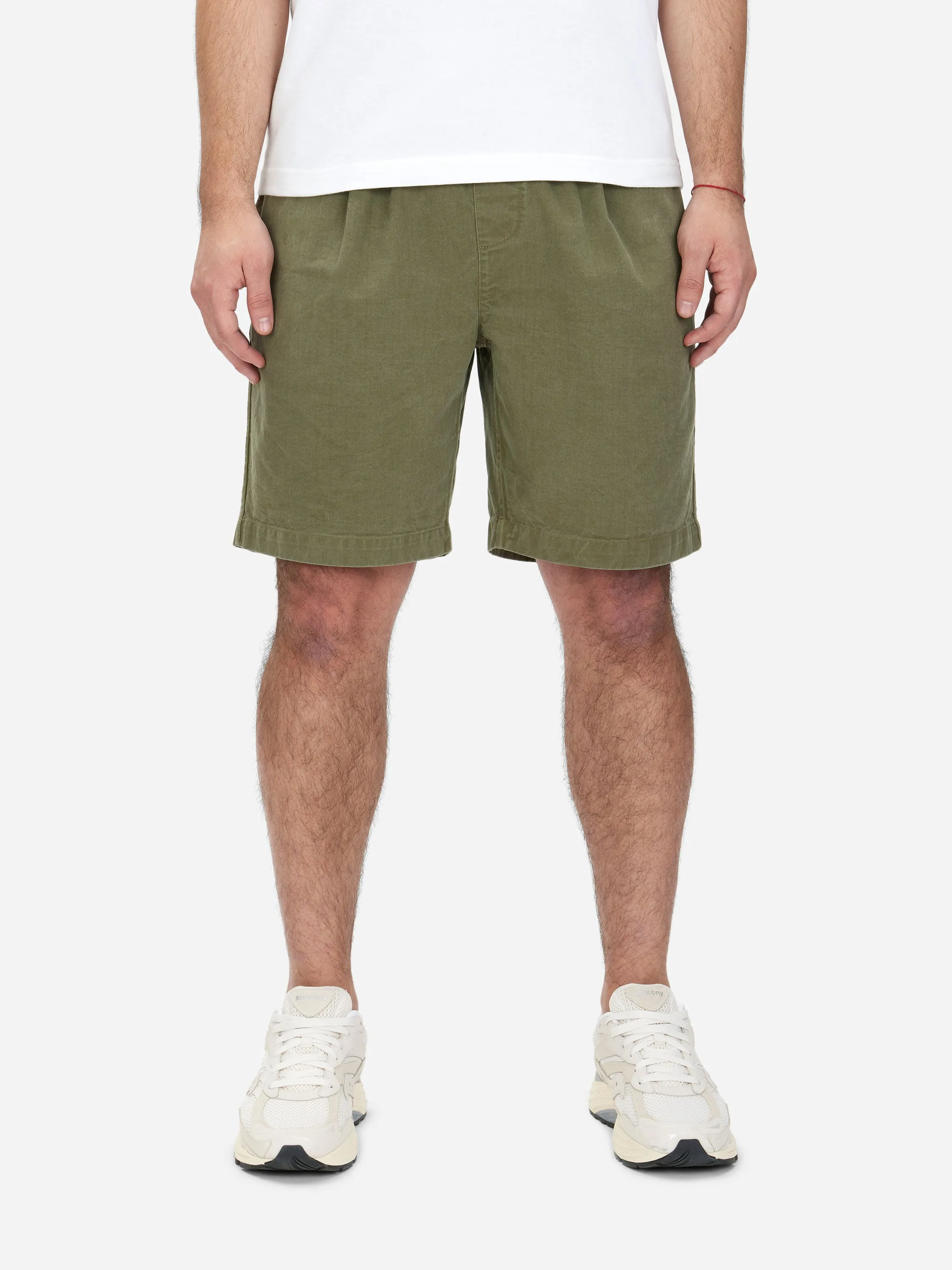 Drawstring Shorts ~ Olive Twill sold by 3sixteen