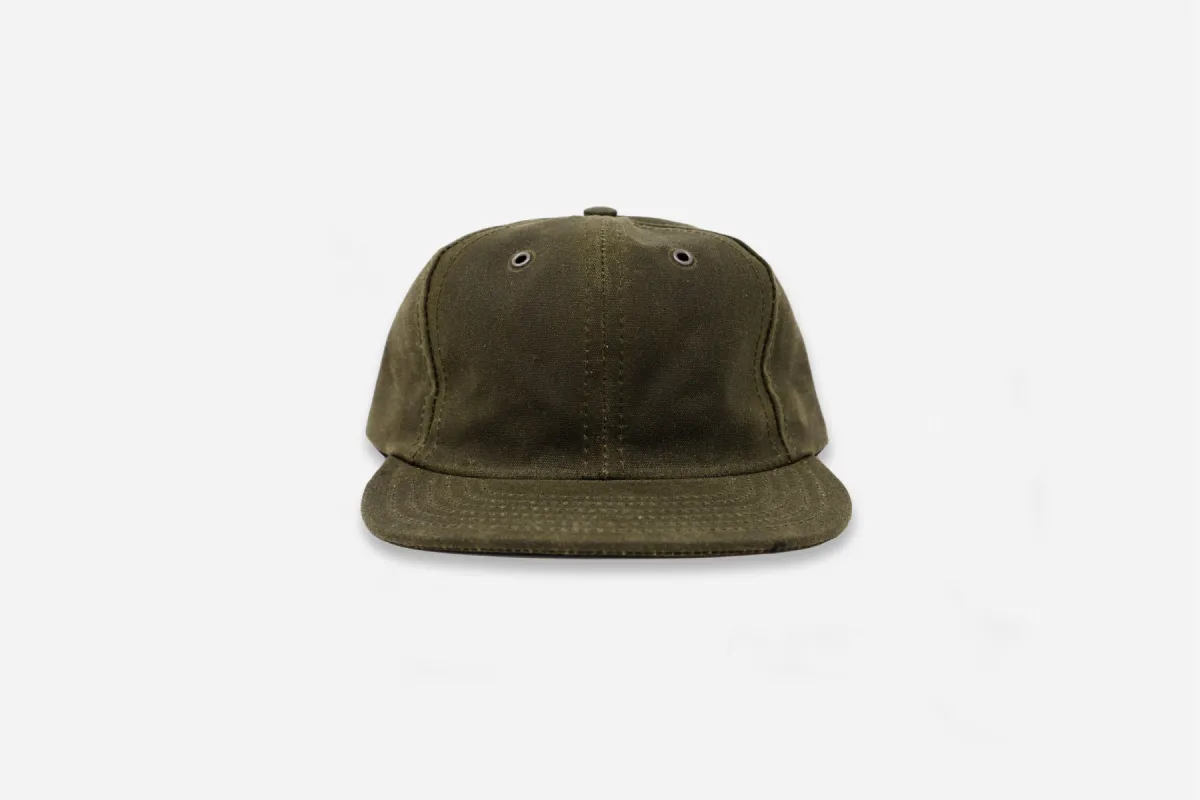Waxed Canvas Baseball Cap ~ Olive sold by 3sixteen