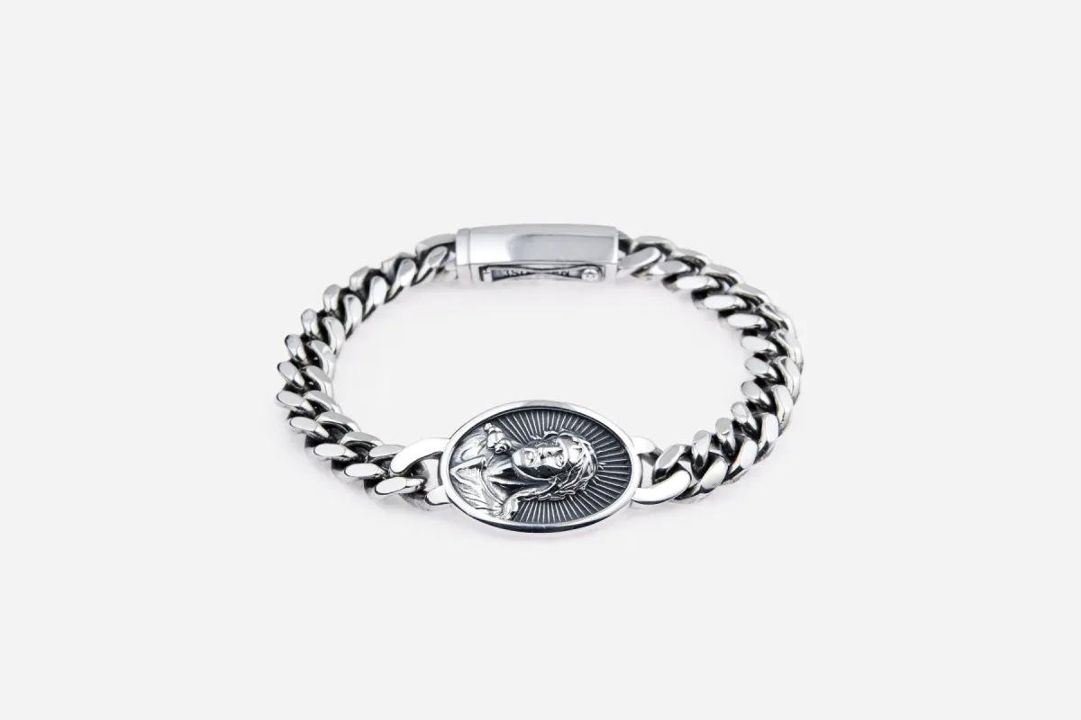"Jesus Peace" Cuban Bracelet ~ Sterling Silver made by 3sixteen