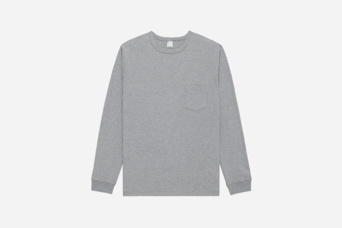 Long Sleeve Pocket T-Shirt ~ Heather Grey sold by 3sixteen