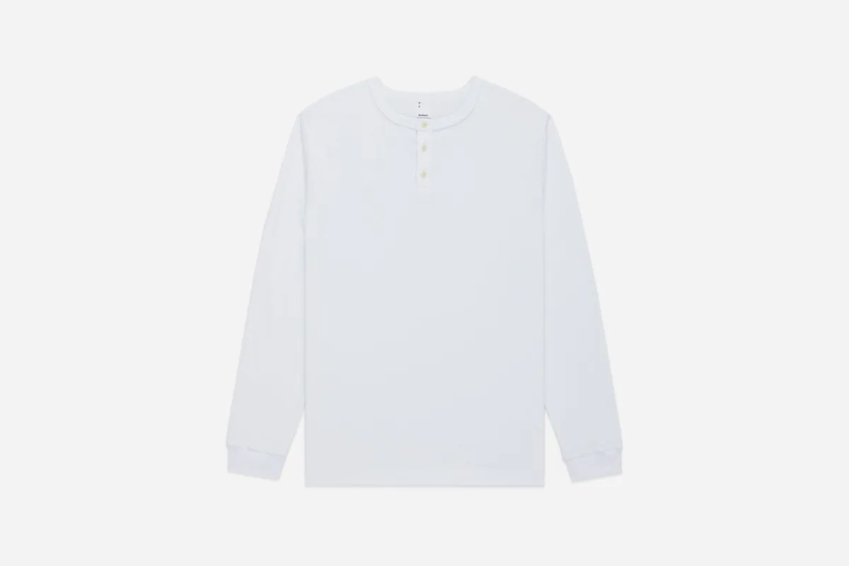 Long Sleeve Henley ~ White sold by 3sixteen
