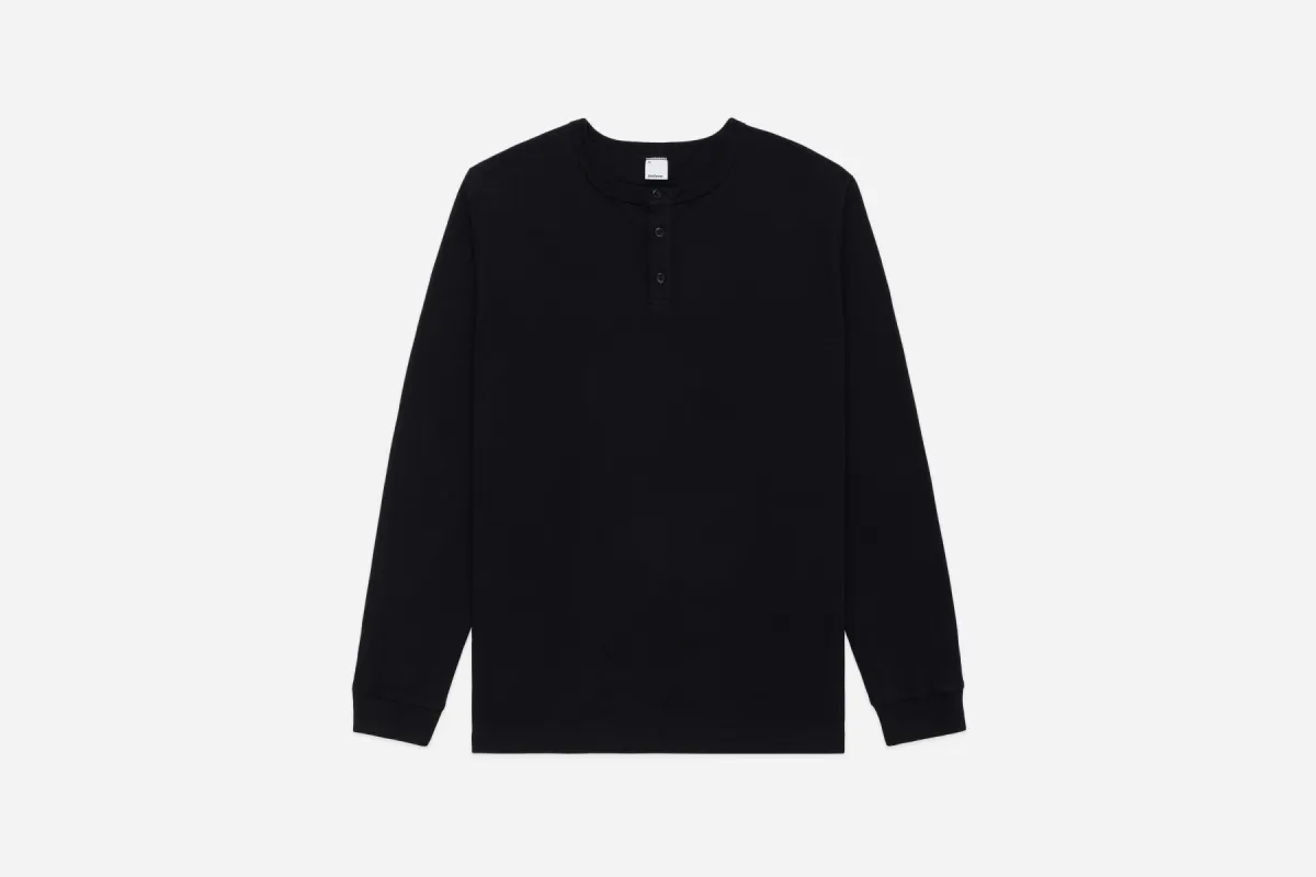 Long Sleeve Henley ~ Black sold by 3sixteen