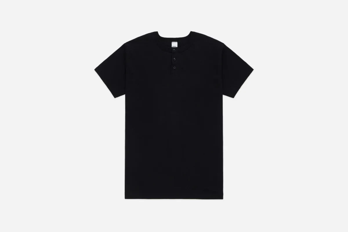 Short Sleeve Henley ~ Black sold by 3sixteen