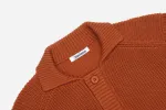 Cotton Collared Cardigan ~ Rust sold by 3sixteen