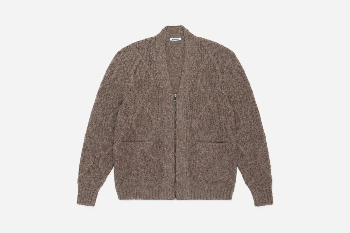 Alpaca Liner Cardigan ~ Oak sold by 3sixteen