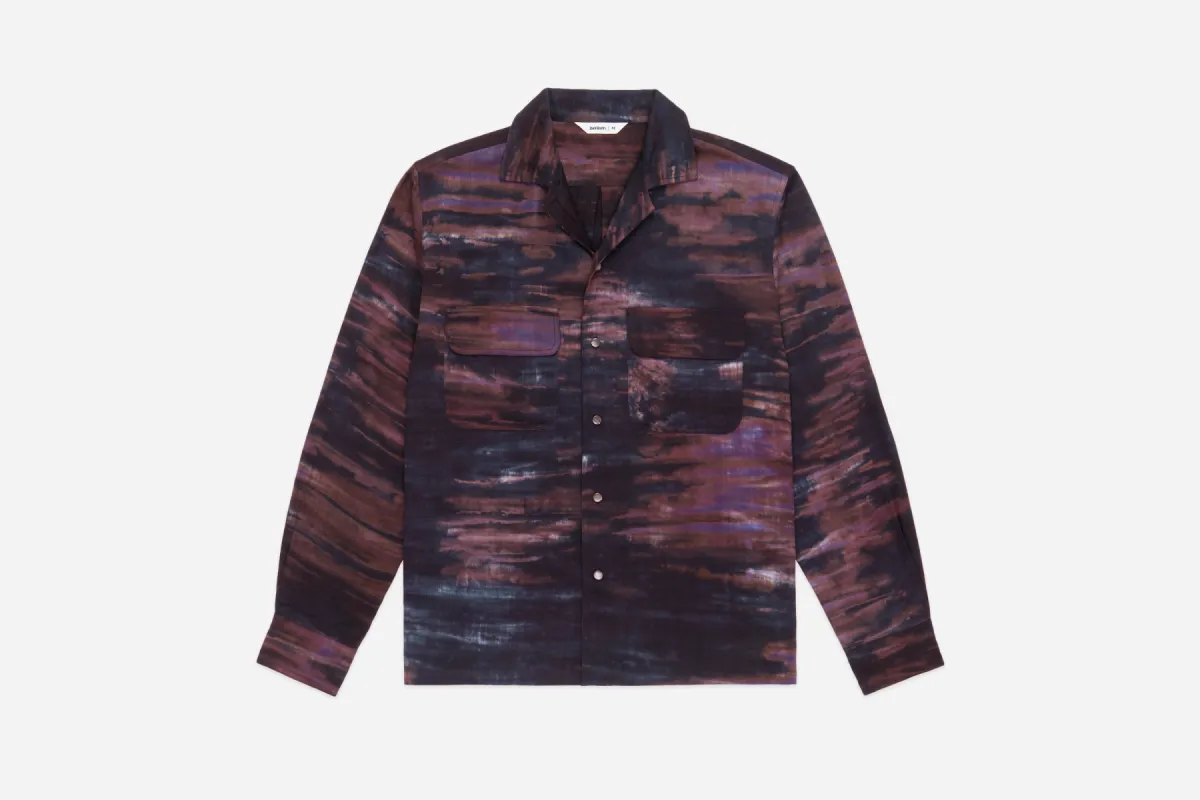 Open Collar Shirt ~ Midnight Tie Dye sold by 3sixteen