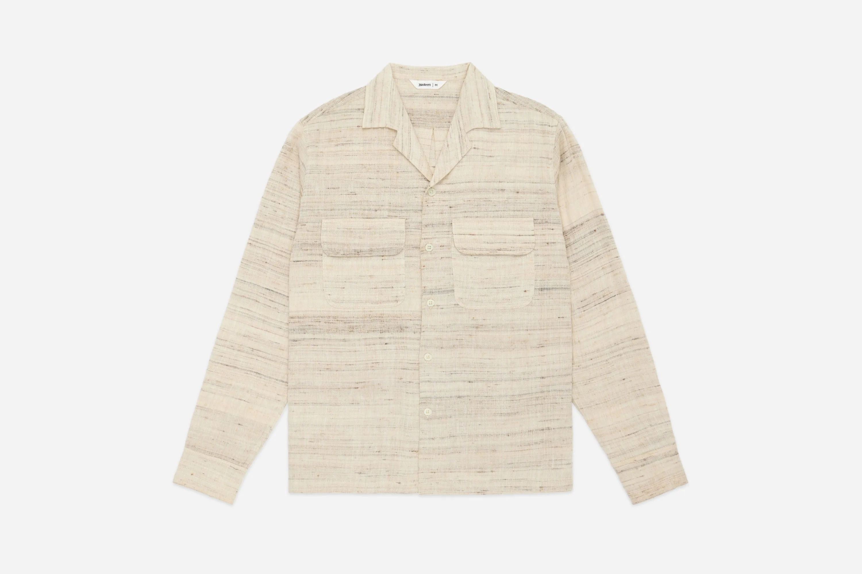 Open Collar Shirt ~ Travertine Handloom Silk sold by 3sixteen