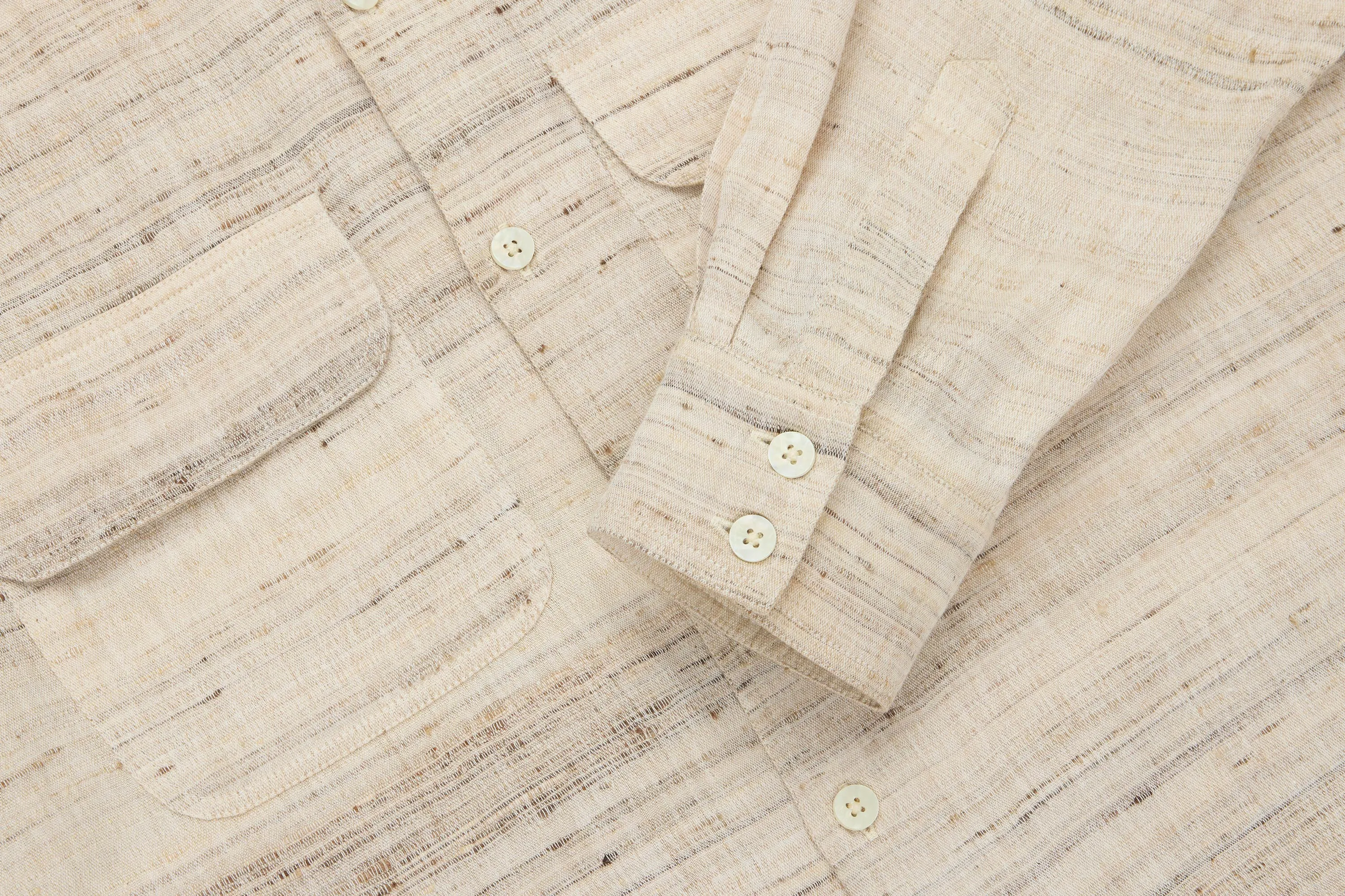 Open Collar Shirt ~ Travertine Handloom Silk sold by 3sixteen product image thumbnail 4