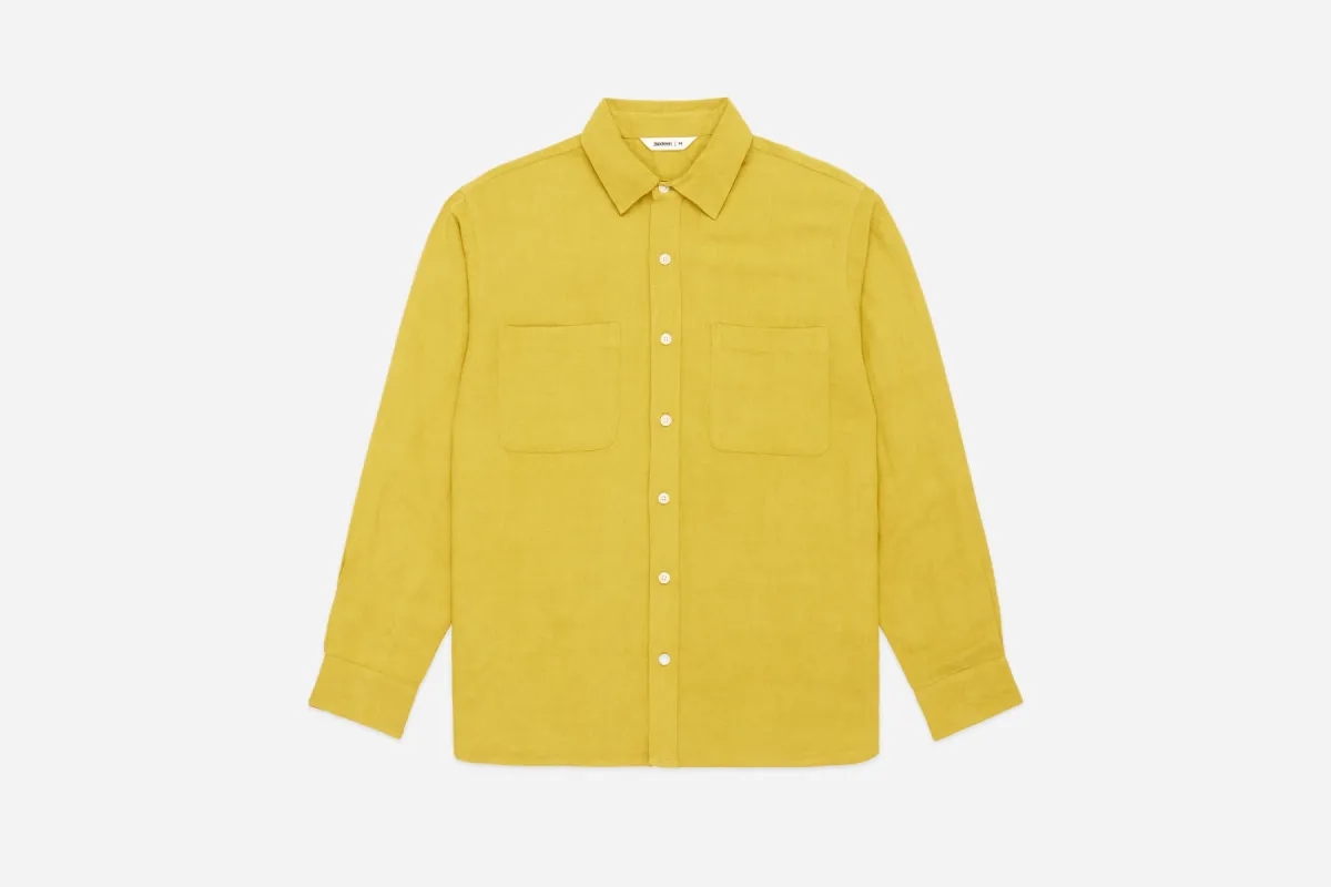 Mechanic Shirt ~ Chartreuse Linen/Viscose sold by 3sixteen
