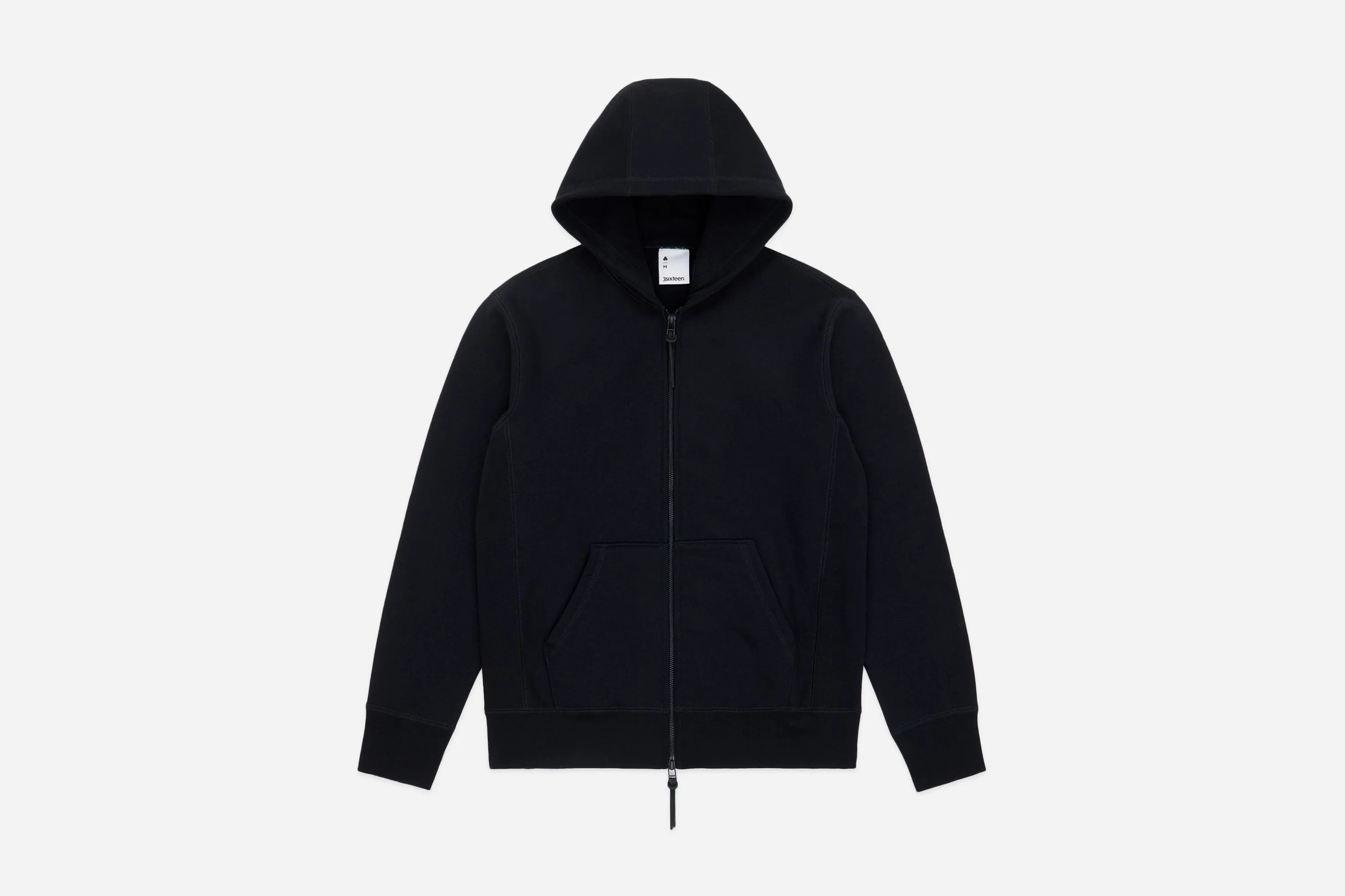 Heavyweight Zip Hoody ~ Black sold by 3sixteen