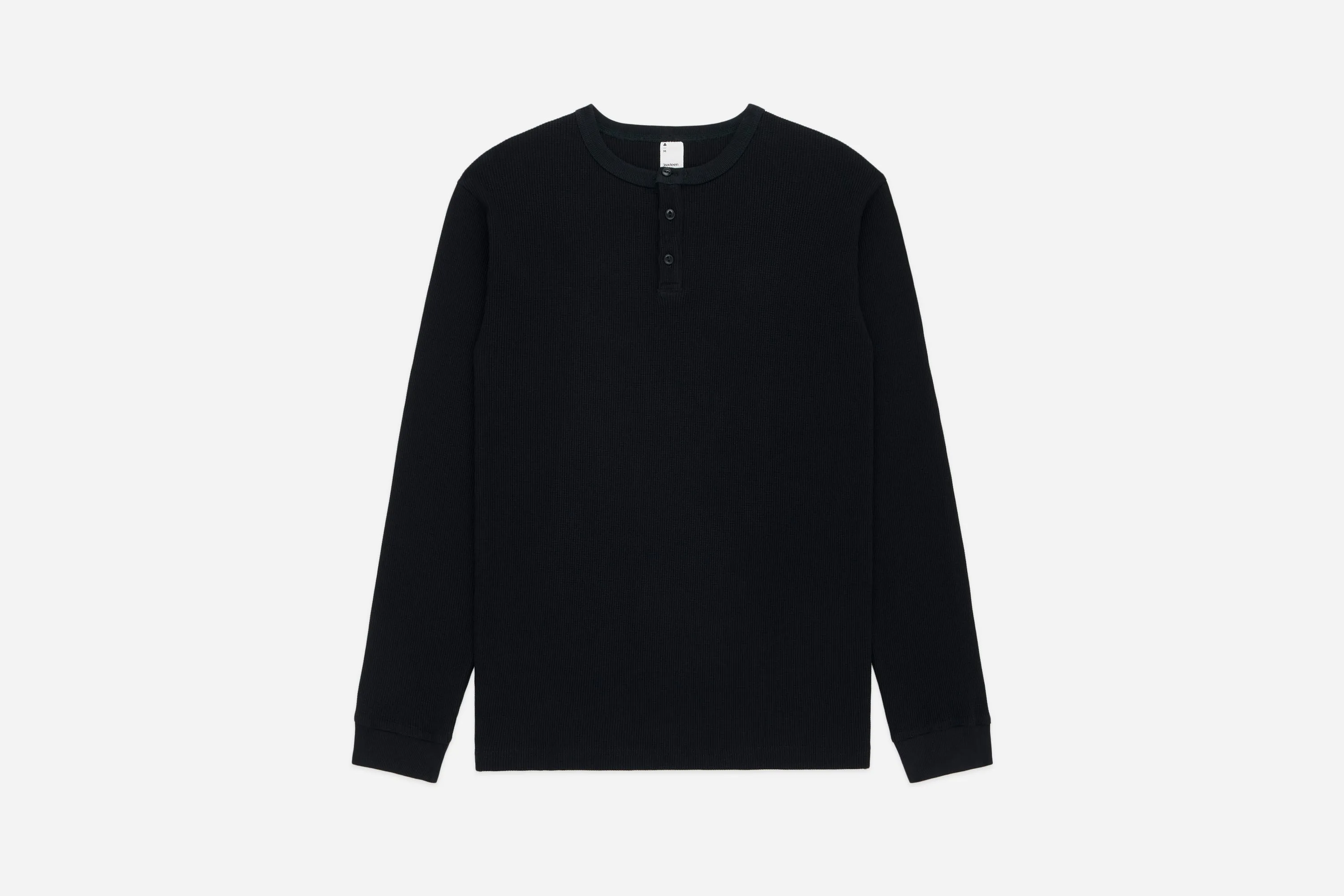 Long Sleeve Thermal Henley ~ Black sold by 3sixteen
