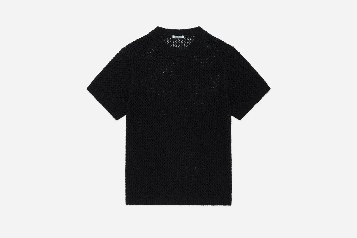 Knit T-Shirt ~ Black Flamme Mesh sold by 3sixteen