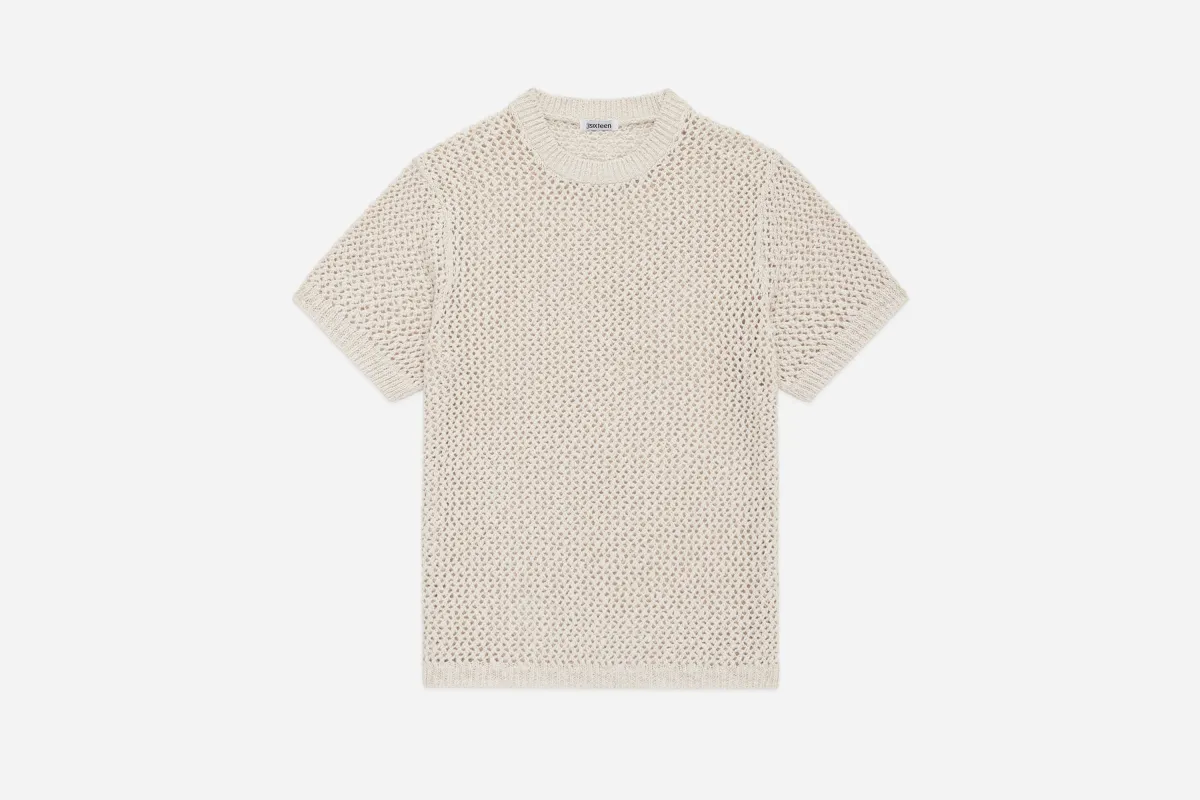 Knit T-Shirt ~ Ecru Flamme Mesh sold by 3sixteen