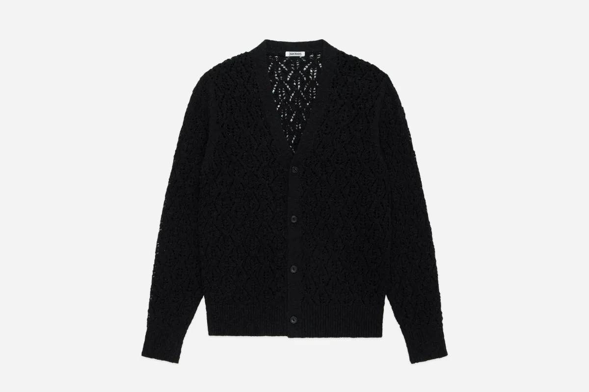 Classic Cardigan ~ Black Flamme Lace Knit sold by 3sixteen