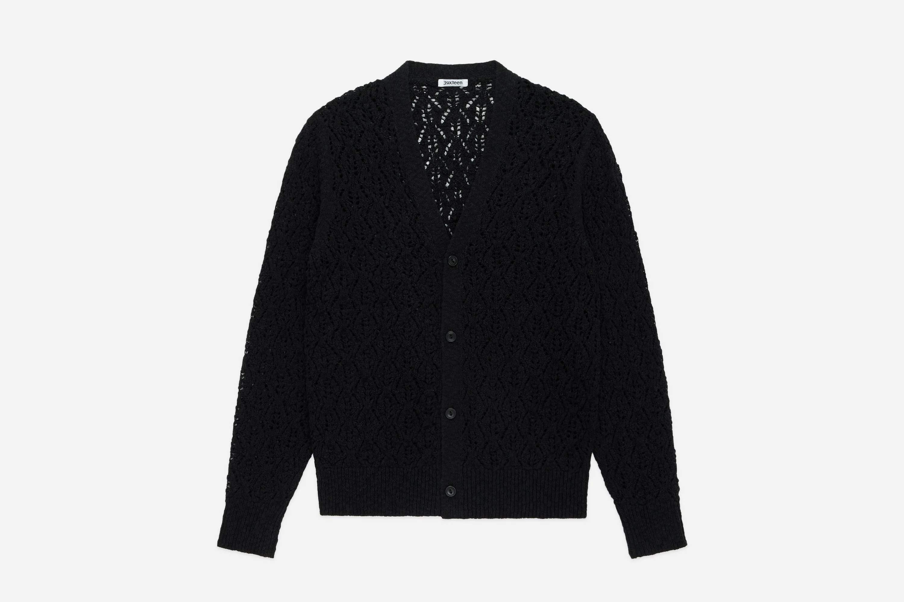 Classic Cardigan ~ Black Flamme Lace Knit sold by 3sixteen