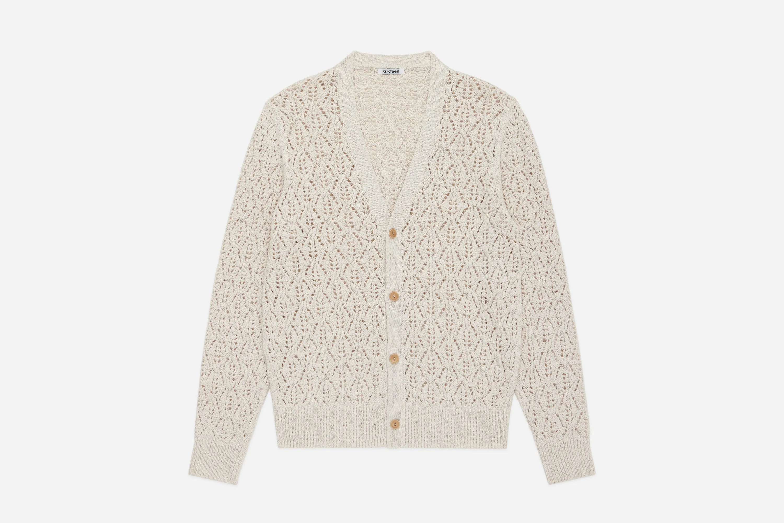 Classic Cardigan ~ Ecru Flamme Lace Knit sold by 3sixteen
