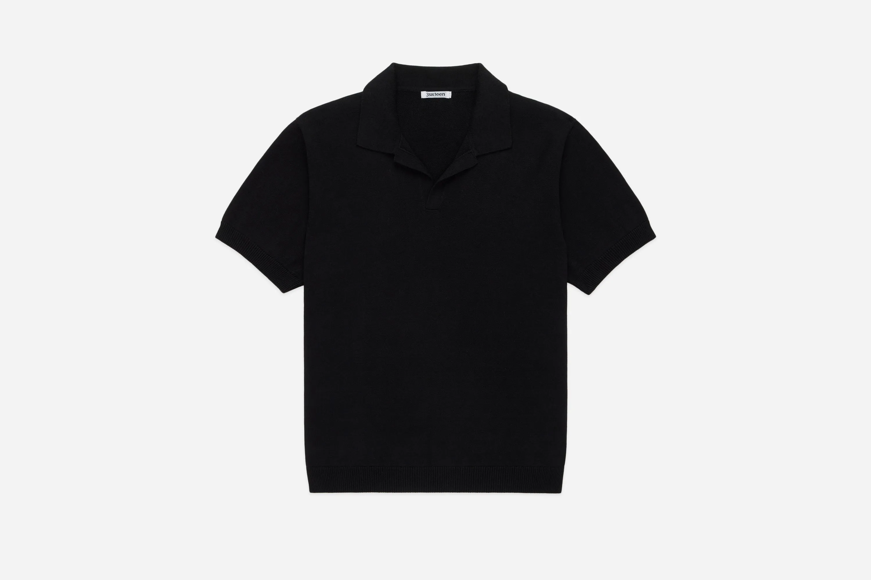 Knit Polo ~ Black Pima Cotton sold by 3sixteen