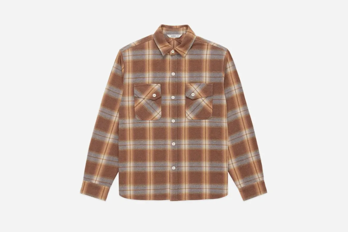 Crosscut Flannel ~ Tobacco/Ecru Brush Check sold by 3sixteen