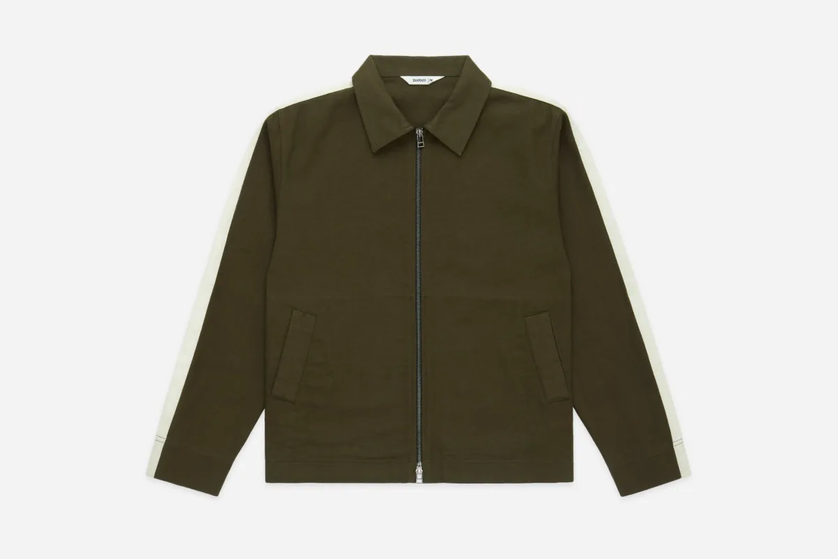 Club Jacket ~ Moss Canvas sold by 3sixteen