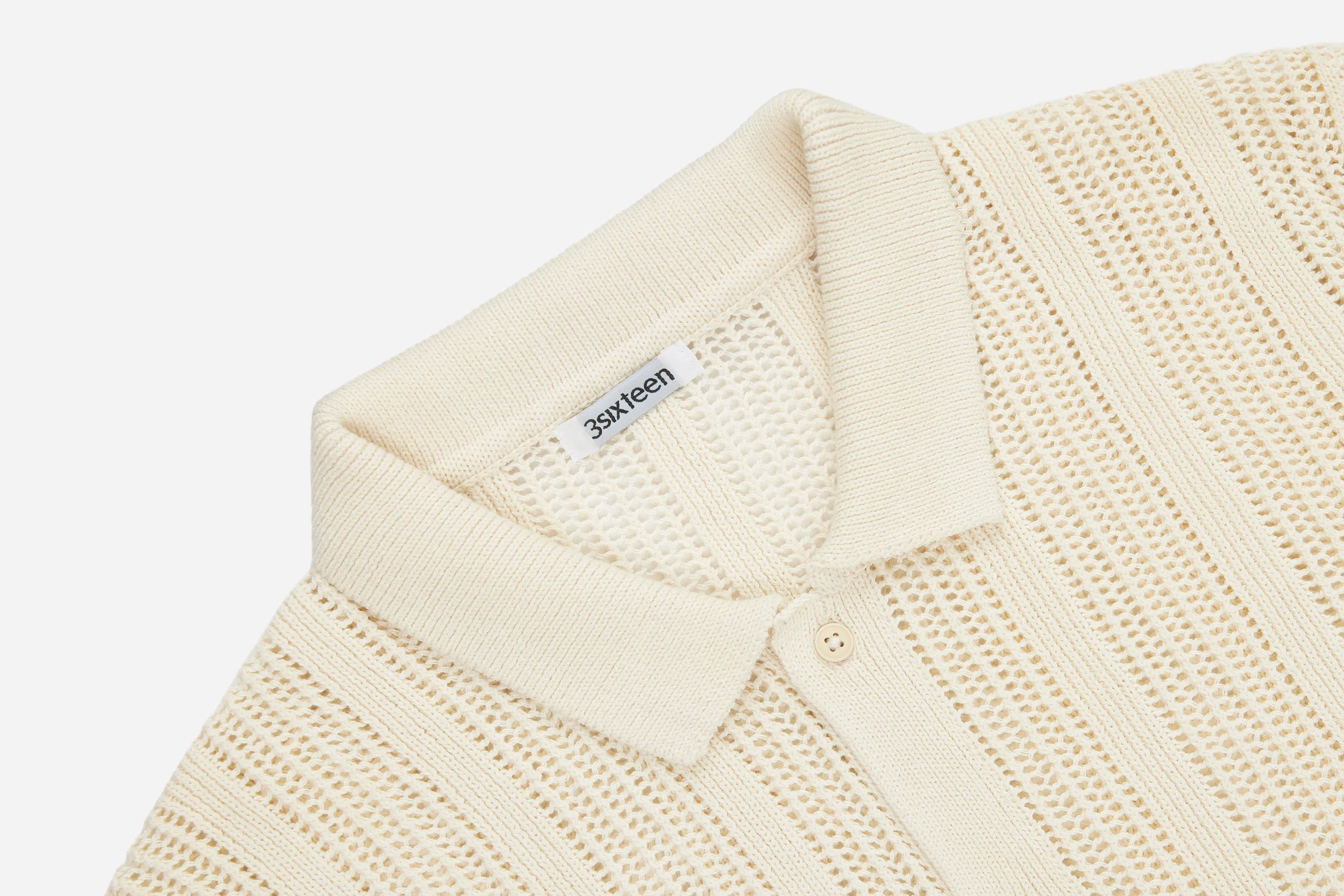 Short Sleeve Knit Shirt ~ Ecru Mesh Stripe sold by 3sixteen product image thumbnail 3