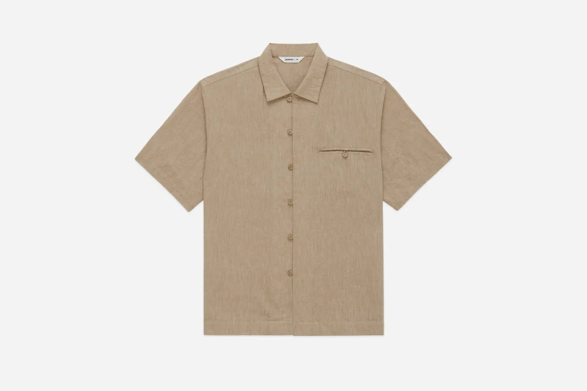 Short Sleeve Loop Shirt ~ Khaki Linen/Cotton made by 3sixteen