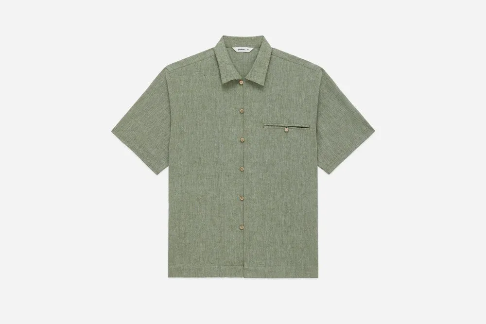 Short Sleeve Loop Shirt ~ Grass Linen/Cotton sold by 3sixteen