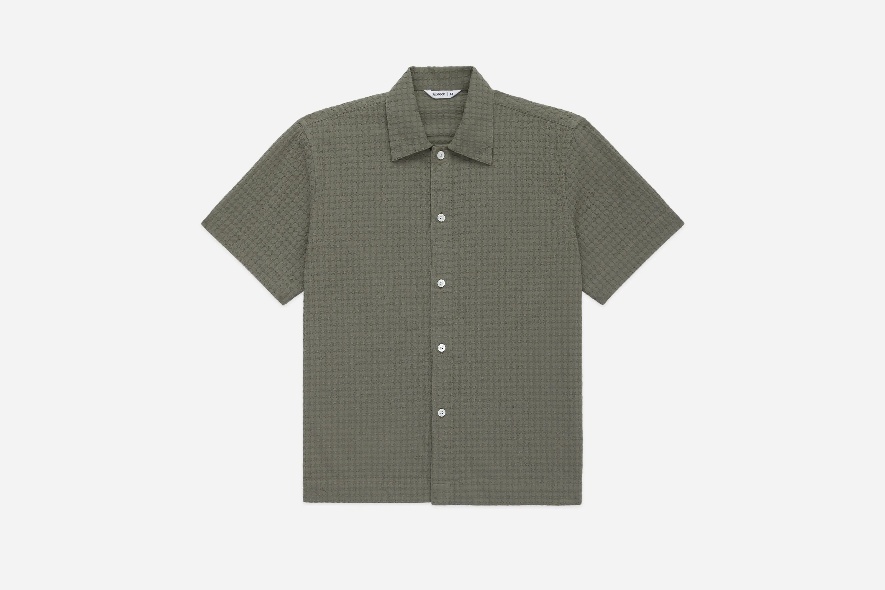 Resort Shirt ~ Olive Geo Weave sold by 3sixteen