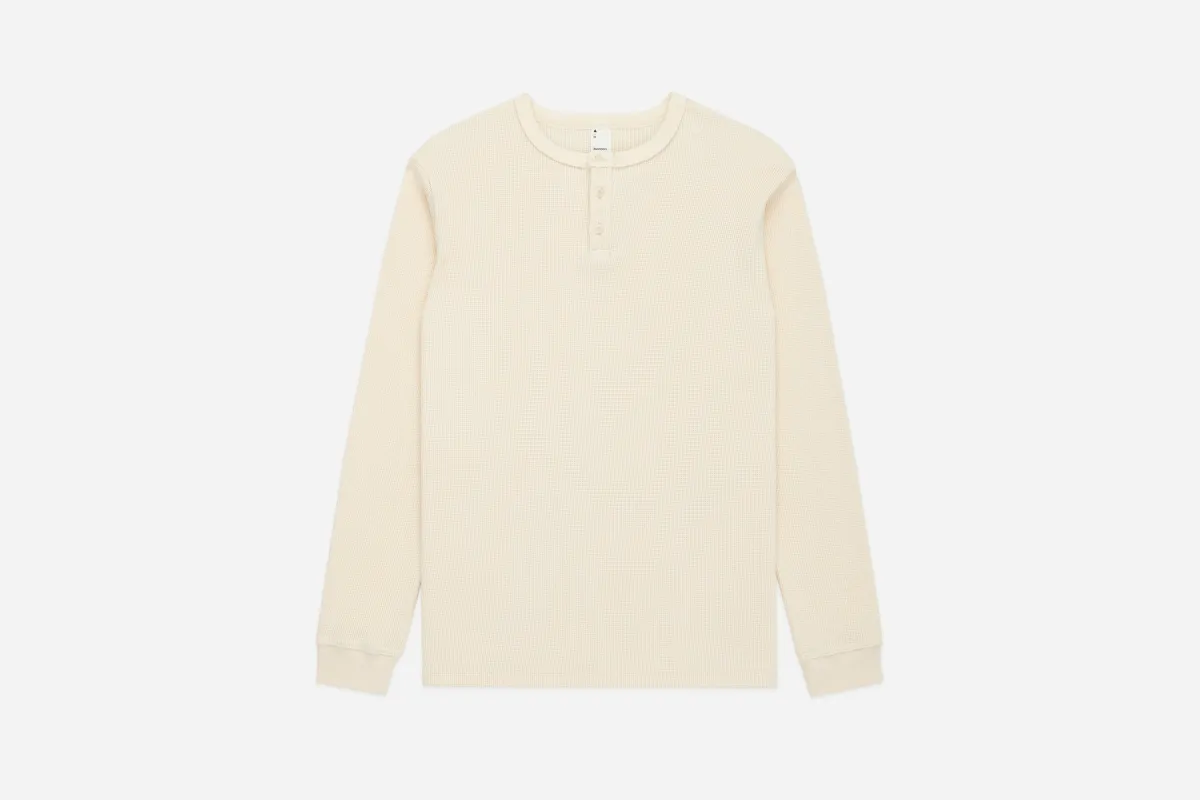 Long Sleeve Thermal Henley ~ Natural sold by 3sixteen