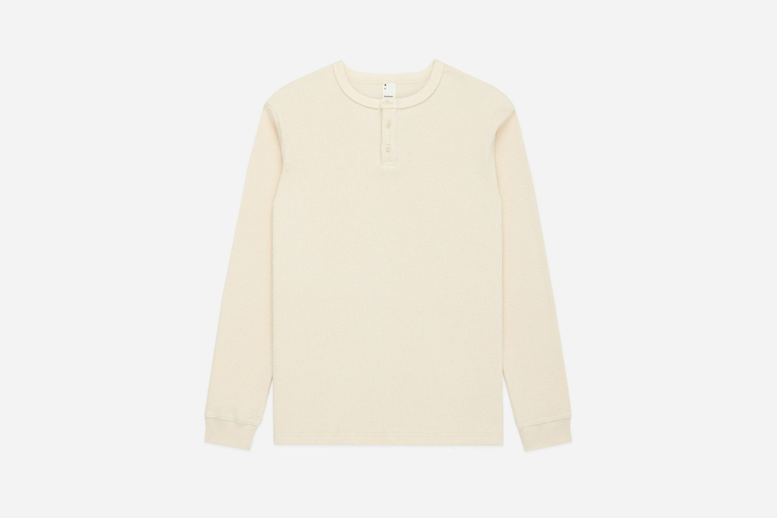 Long Sleeve Thermal Henley ~ Natural sold by 3sixteen