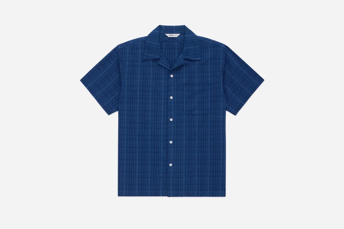 Vacation Shirt ~ Indigo Microcheck sold by 3sixteen