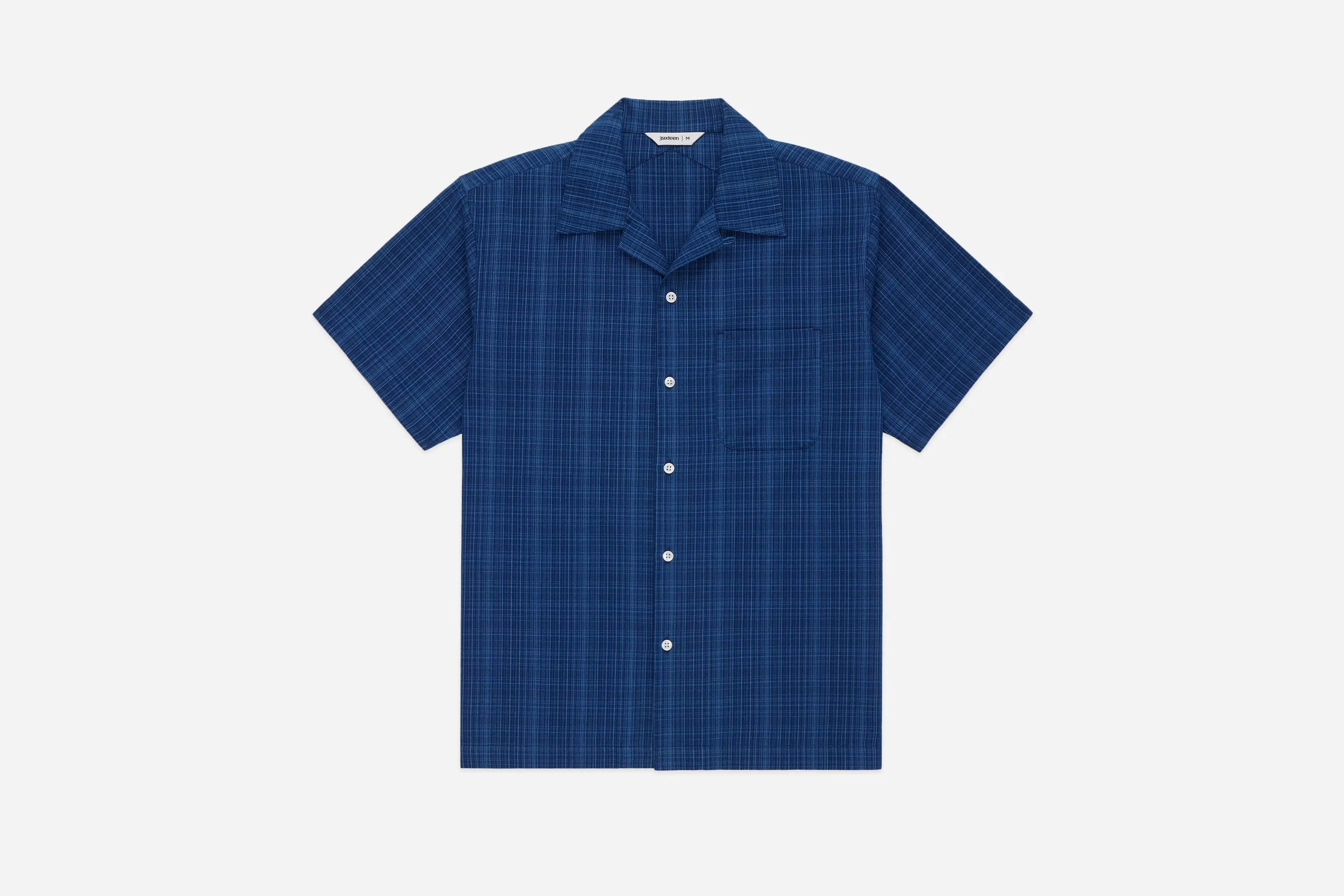 Vacation Shirt ~ Indigo Microcheck sold by 3sixteen
