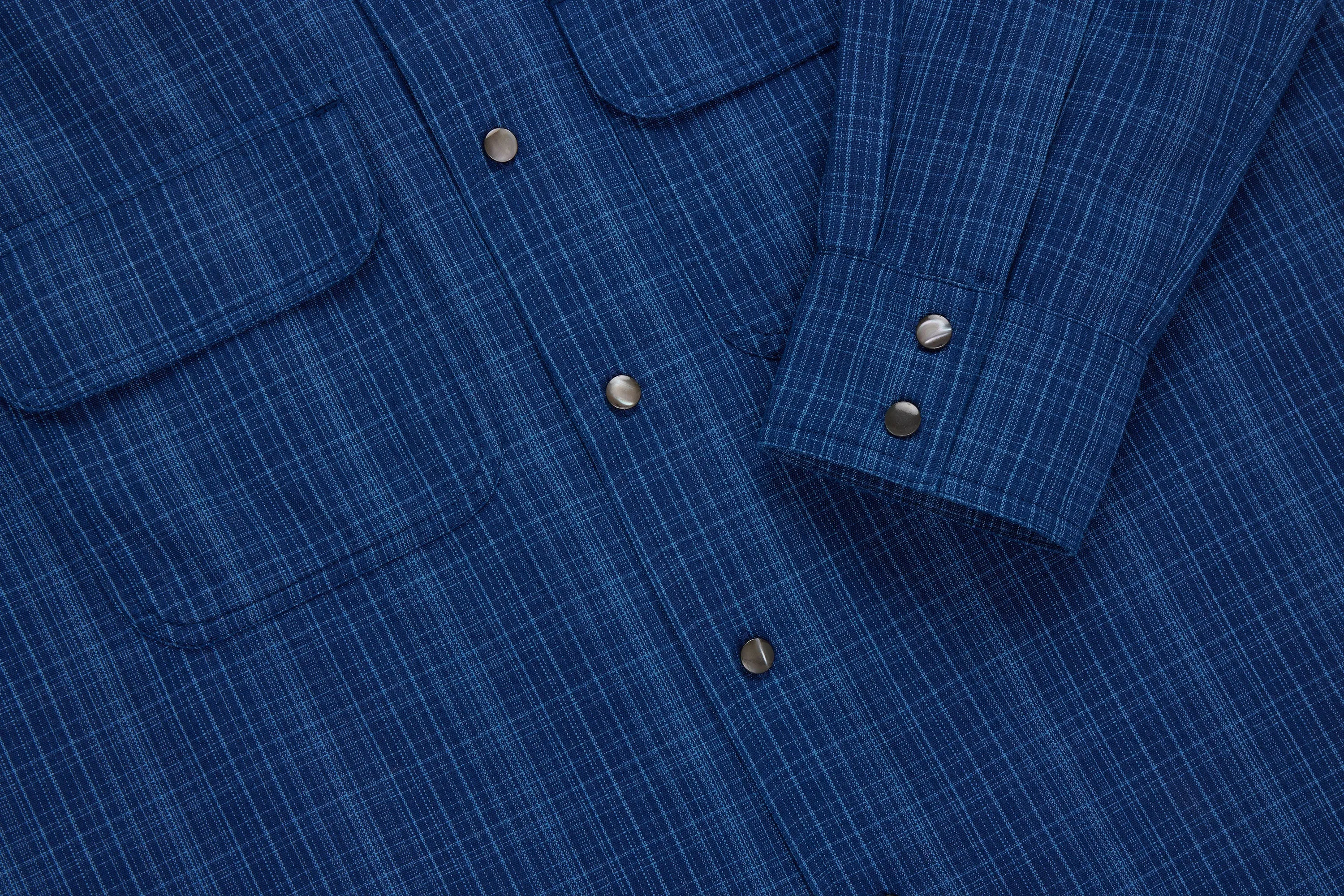 Open Collar Shirt ~ Indigo Microcheck sold by 3sixteen product image thumbnail 4