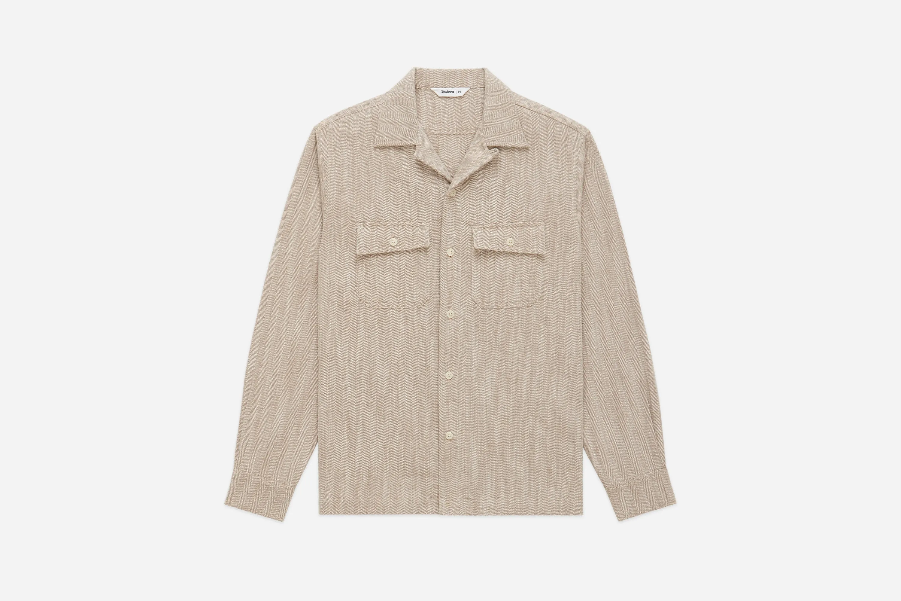 Camp Shirt ~ Ecru Cotton/Linen HBT sold by 3sixteen