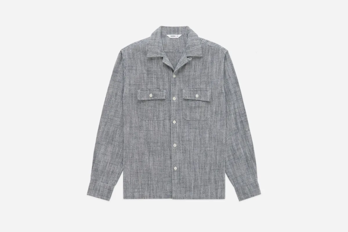Camp Shirt ~ Black Cotton/Linen HBT sold by 3sixteen