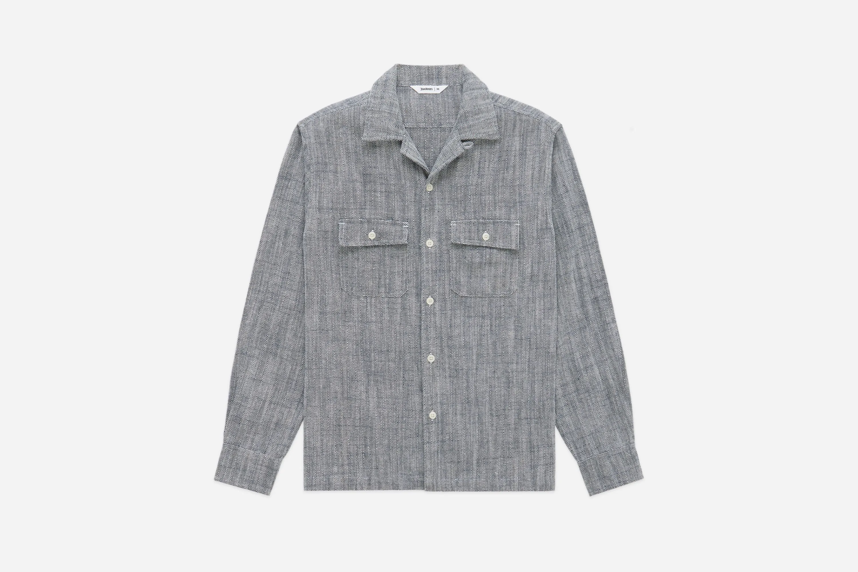 Camp Shirt ~ Black Cotton/Linen HBT sold by 3sixteen