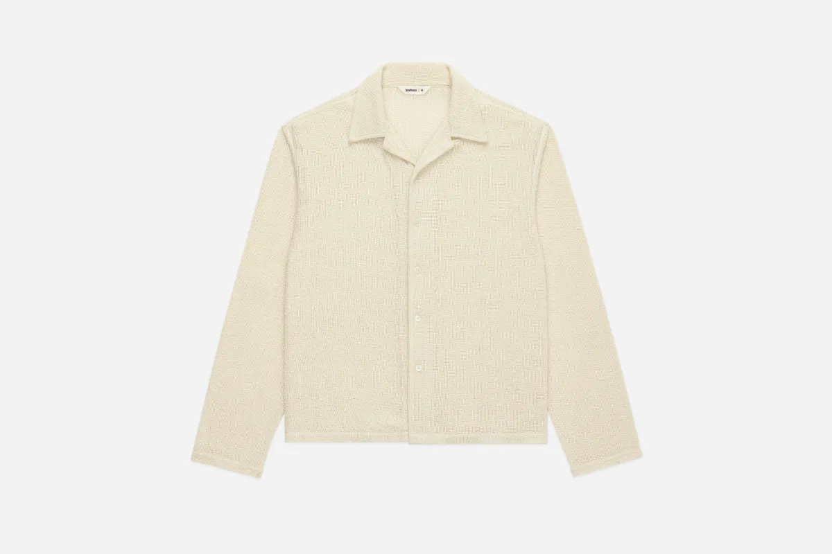 Loop Collar Shirt ~ Ecru Mesh sold by 3sixteen
