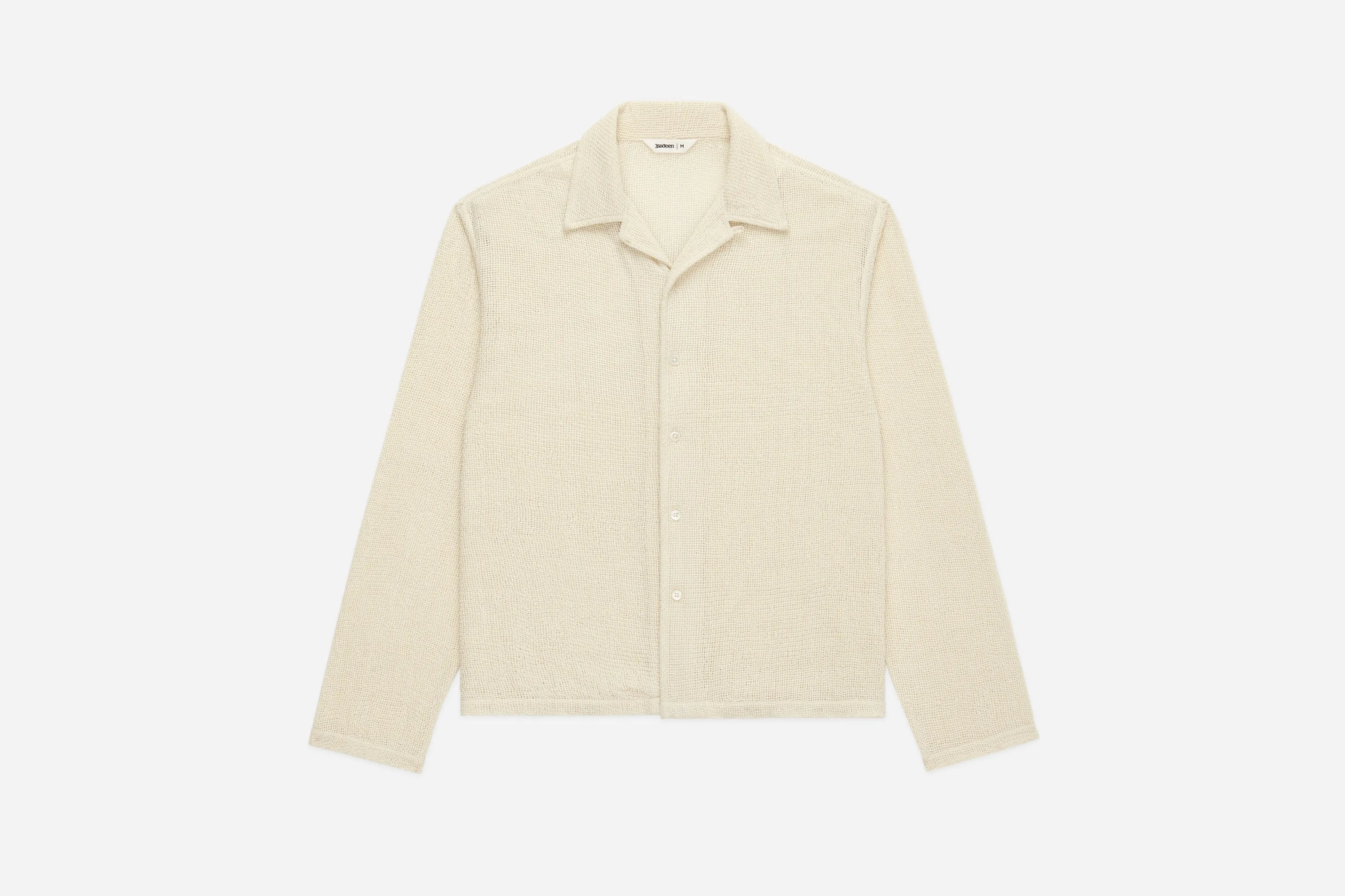 Loop Collar Shirt ~ Ecru Mesh sold by 3sixteen