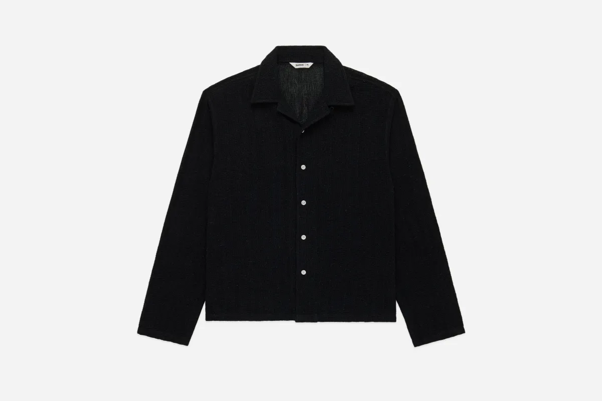 Loop Collar Shirt ~ Black Mesh sold by 3sixteen