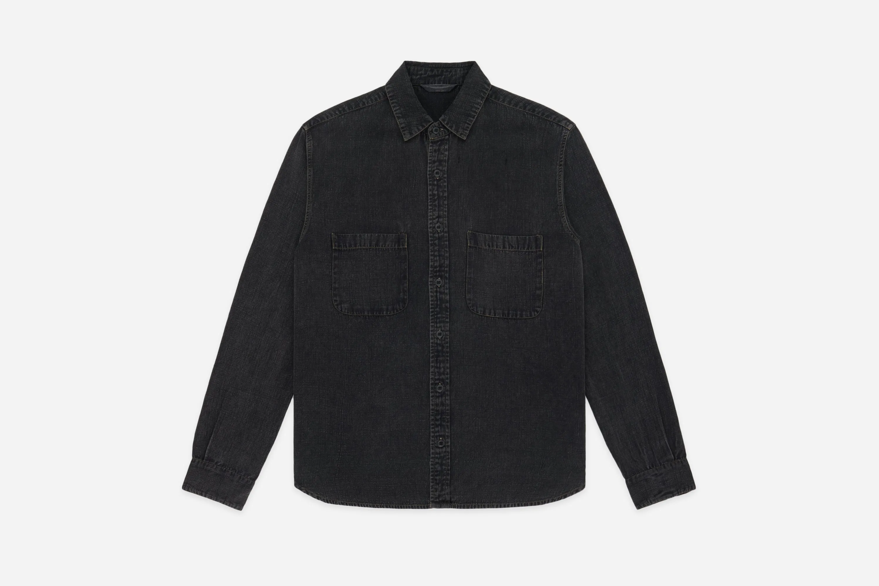 Mechanic Shirt ~ Stonewash Black Slub Tencel sold by 3sixteen