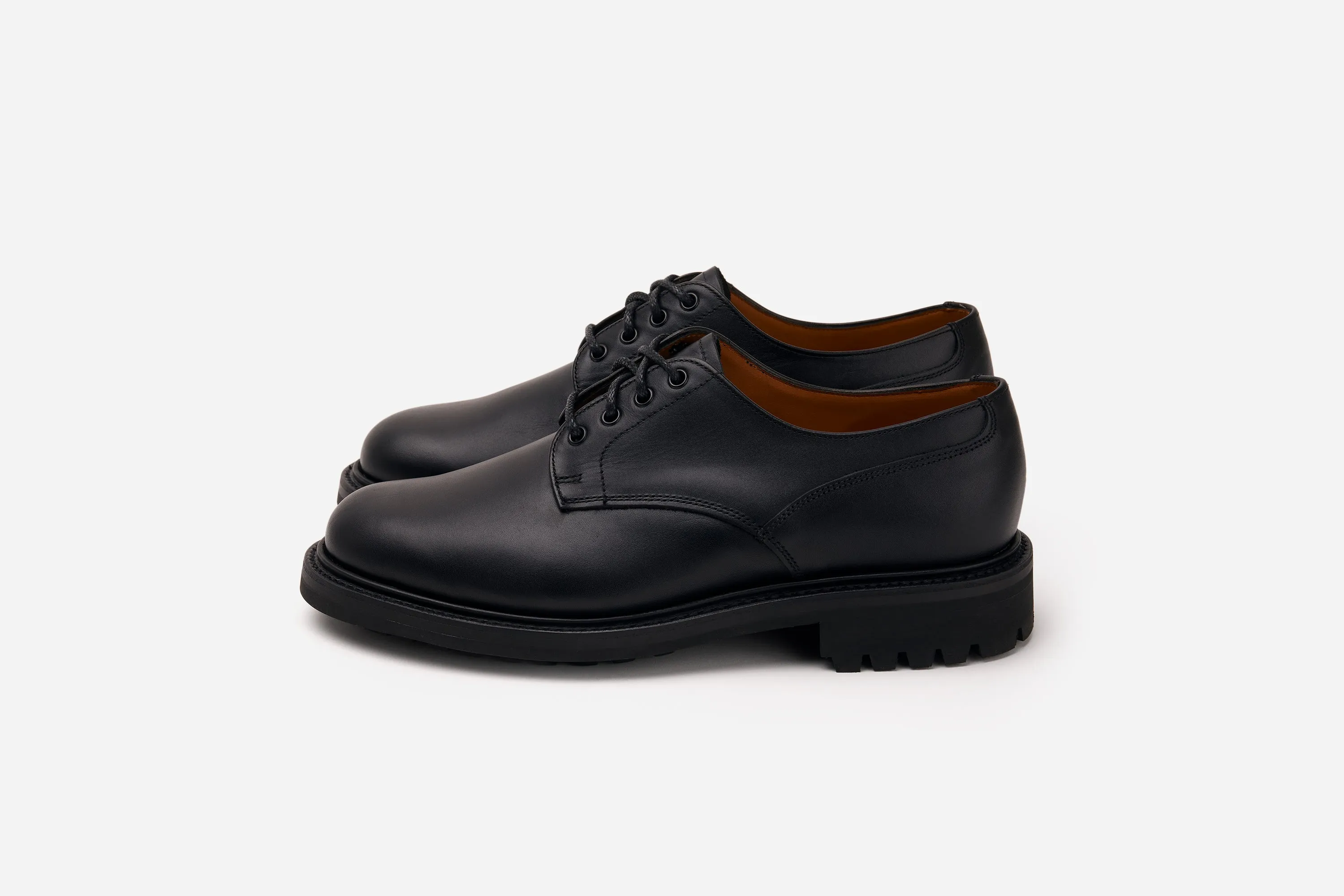 Lug Sole Derby ~ Black Waxy Leather sold by 3sixteen