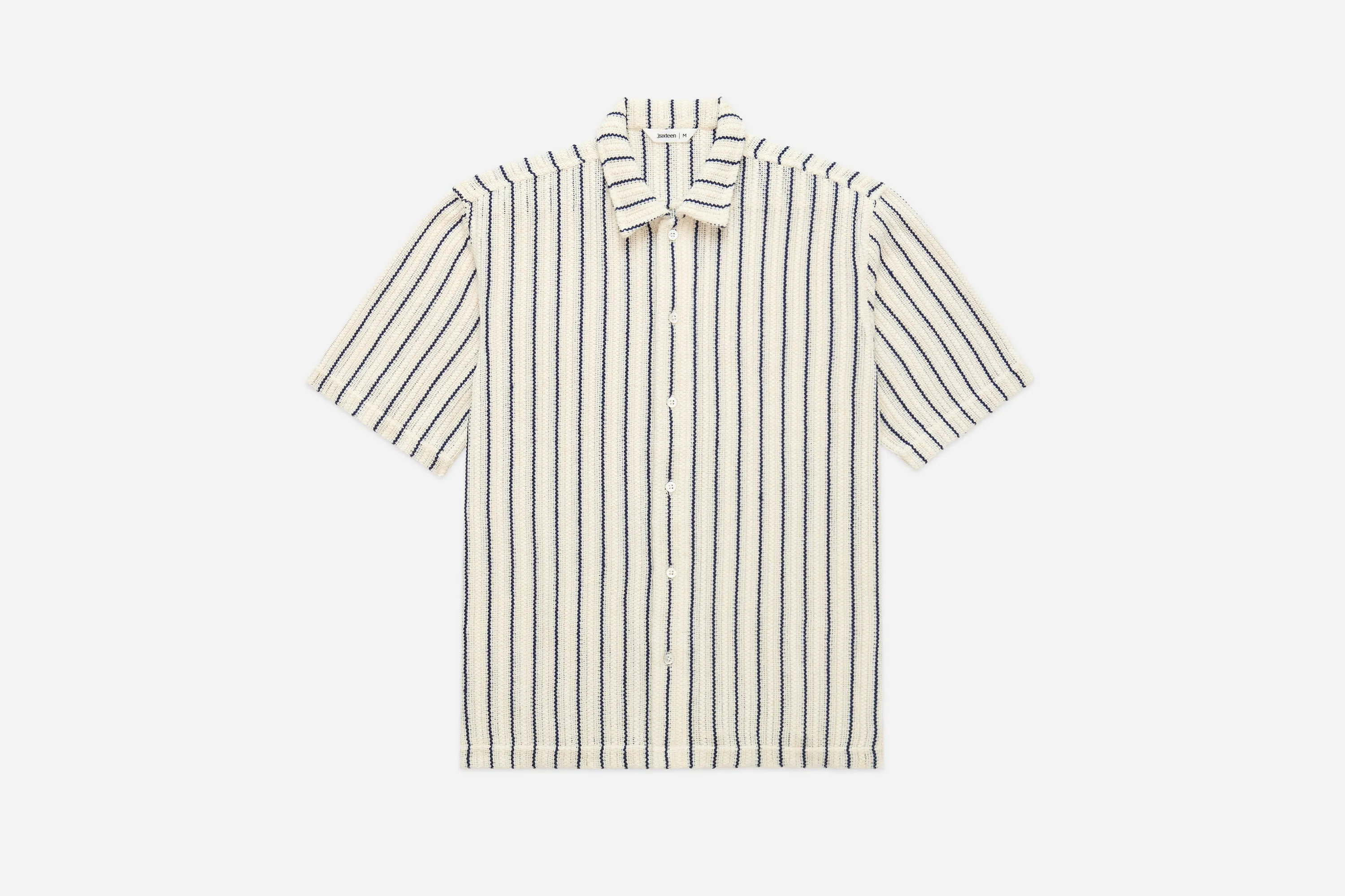 Short Sleeve Workshirt ~ Striped Mesh Knit sold by 3sixteen