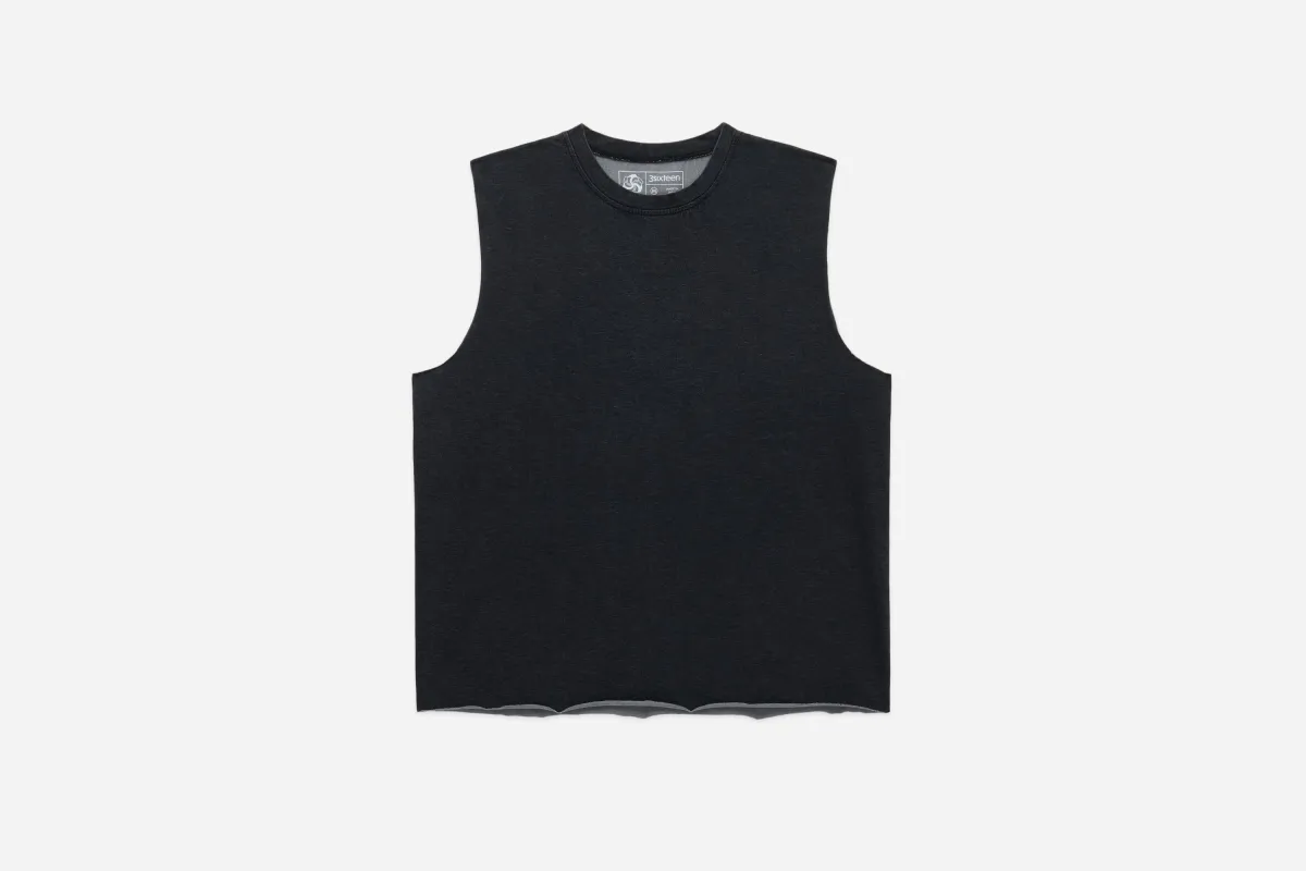 Training Cutoff Tee ~ Stonewash Black made by 3sixteen