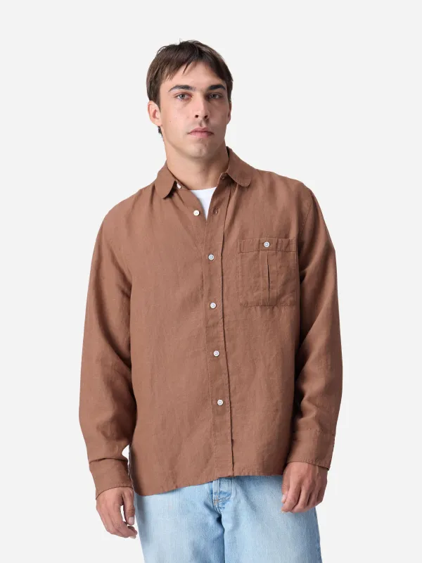 Club Collar Shirt ~ Rust Hemp sold by 3sixteen