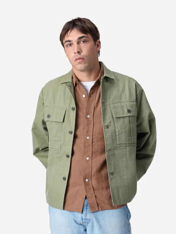 M43 Overshirt ~ Olive HBT sold by 3sixteen